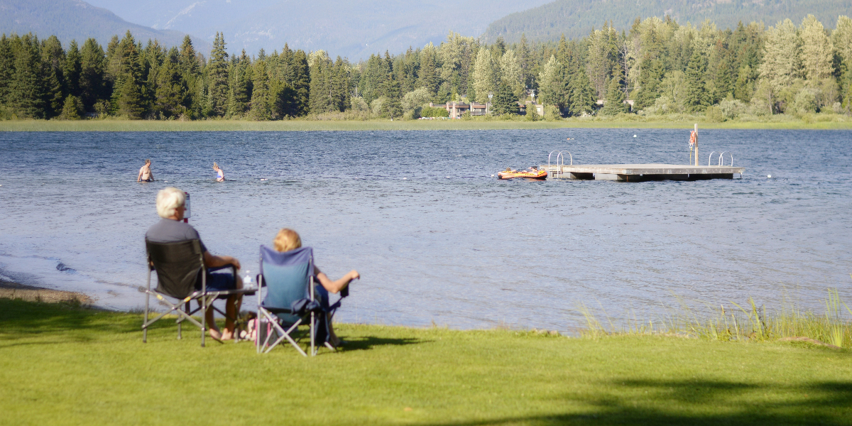 Couple enjoying retirement at a lake